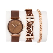 Trend Setter Women's Coffee Watch Set - Mesh Band Td-8821-7