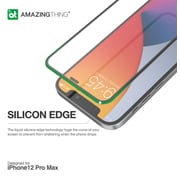 Amazing Thing Liquid Silicone Supreme Glass For Iphone 12 Pro Max Screen Protector Tempered Glass With Dust Filter And Silicone Edges And Easy Install Tray - [full Cover 3d]