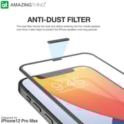 Amazing Thing Liquid Silicone Supreme Glass For Iphone 12 Pro Max Screen Protector Tempered Glass With Dust Filter And Silicone Edges And Easy Install Tray - [full Cover 3d]