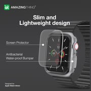 AmazingThing Screen Protector With Bumper Clear Case For Apple Watch 44mm