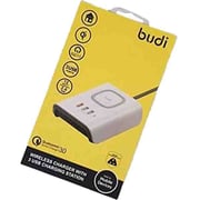 Budi Wireless Charger With 3 USB Charging Station White