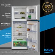 Beko 409L Top Mount Refrigerator, NeoFrost Dual Cooling, Silver - RDNT401XS