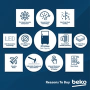 Beko 409L Top Mount Refrigerator, NeoFrost Dual Cooling, Silver - RDNT401XS