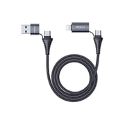 Rock R12 Pd 3a Fast Charging Braided 4 In 1 Cable Universal Type C Kabel Usb C To Usb C Cabo Multi Charger Cables For Iphone 12 100millimeter Black