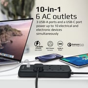Promate Power Strip With 20w Usb-c Pd, 6 Ac Plugs, Qc 3.0, Dual Usb Ports, 2m Cord, Powercord32w-2m
