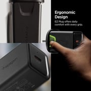Spigen Essential F210 PD Wall Charger [27W] USB-C Charger Type C [iP Tech] USB C Fast Charge [Power Delivery 3.0] UAE / UK Plug for iPhone / iPad / Galaxy / Galaxy Tab - Black