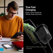 Spigen Essential F210 PD Wall Charger [27W] USB-C Charger Type C [iP Tech] USB C Fast Charge [Power Delivery 3.0] UAE / UK Plug for iPhone / iPad / Galaxy / Galaxy Tab - Black