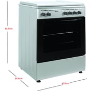 Nobel Gas & Electric Cooker Silver 60x60 cm 2 Gas Burners 2 Hot Plate Electric Oven Enamel Grids Lid - NGC7222