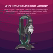 Vertux Extent 3-in-1 Mouse Bungee With Headphone Stand And USB Hub Black