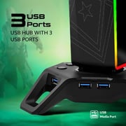 Vertux HexaRack Gaming Headphone Stand With 7.1 Audio Ports Black