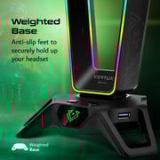 Vertux HexaRack Gaming Headphone Stand With 7.1 Audio Ports Black