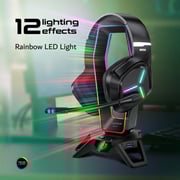 Vertux HexaRack Gaming Headphone Stand With 7.1 Audio Ports Black