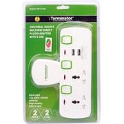 Terminator 2 Way Universal T Socket With 2usb, 2.1ah Individual Switch And Indicator With Fused In White Color-tma 2t-2usb