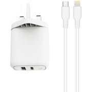 Trands Dual Port Wall Charger Woth Lightning To USB Type-C Cable 1m White