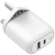 Trands Dual Port Wall Charger Woth Lightning To USB Type-C Cable 1m White
