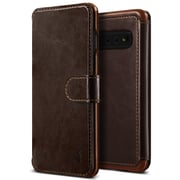 Vrs Design Layered Dandy Wallet Designed For Samsung Galaxy S10 Case / Cover - Dark Brown