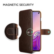 Vrs Design Layered Dandy Wallet Designed For Samsung Galaxy S10 Case / Cover - Dark Brown