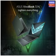 Asus VivoBook S14 Laptop - 11th Gen – Intel EVO Core i5 2.4GHz 8GB 512GB Shared Win10Home 14inch FHD Deep Green English/Arabic Keyboard S435EA KC046T (2021) Middle East Version