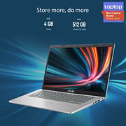 ASUS (2020) Laptop - 11th Gen / Intel Core i3-1115G4 / 14inch FHD / 4GB RAM / 512GB SSD / Shared Intel Iris Xe Graphics / Windows 10 Home / English & Arabic Keyboard / Silver / Middle East Version - [X415EA-EB584T]