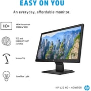 HP V20 HD+ Monitor 19.5inch Diagonal HD+ Computer Monitor With TN Panel And Blue Light Settings HP Monitor With Tiltable Screen HDMI And VGA Port