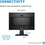 HP V20 HD+ Monitor 19.5inch Diagonal HD+ Computer Monitor With TN Panel And Blue Light Settings HP Monitor With Tiltable Screen HDMI And VGA Port