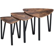 Mahmayi Industrial Nesting Coffee Table, Set Of 3 End Tables For Living Room, Stacking Side Tables, Sturdy And Easy Assembly, Wood Look Accent Furniture With Metal Frame