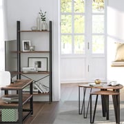 Mahmayi Industrial Nesting Coffee Table, Set Of 3 End Tables For Living Room, Stacking Side Tables, Sturdy And Easy Assembly, Wood Look Accent Furniture With Metal Frame