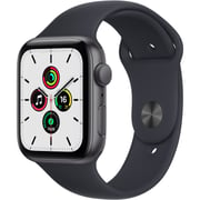 Apple Watch SE جي بي إس - 40 مم - هيكل رمادي من الألمنيوم - حزام رياضي منتصف الليل - عادي