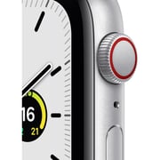 Apple Watch SE GPS + Cellular 44 ملم هيكل ألومنيوم فضي/ حزام رياضي أزرق - عادي