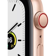 Apple Watch SE GPS + Cellular 44 ملم هيكل ألومنيوم ذهبي/ حزام رياضي أبيض
