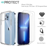 Protect iPhone 13 Pro Max Crystal Clear Case with 9D Tempered Glass