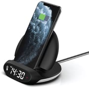 Mycandy Multifunctional Fast Wireless Charger with Digital Alarm Clock Black