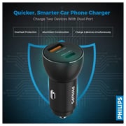 Philips Dual Port USB Car Charger Black