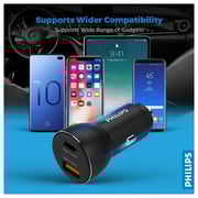 Philips Dual Port USB Car Charger Black