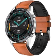 Xcell Classic-3Talk Smart Watch Silver With Brown Leather Strap