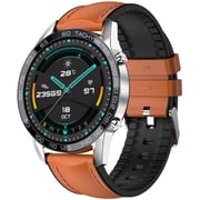 Xcell Classic-3Talk Smart Watch Silver With Brown Leather Strap