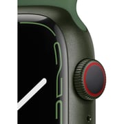 Apple Watch Series 7 GPS + Cellular ، هيكل من الألومنيوم باللون الأخضر مقاس 41 ملم مع سوار رياضي كلوفر - عادي - إصدار الشرق الأوسط