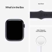 Apple Watch Series 7 GPS + Cellular، 45mm Midnight Aluminium Case with Midnight Sport Band - عادي - إصدار الشرق الأوسط