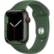 Apple Watch Series 7 GPS + Cellular ، هيكل من الألمنيوم الأخضر مقاس 45 ملم مع حزام Clover الرياضي - عادي