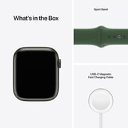 Apple Watch Series 7 GPS + Cellular ، هيكل من الألمنيوم الأخضر مقاس 45 ملم مع حزام Clover الرياضي - عادي
