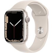 Apple Watch Series 7 GPS ، هيكل من الألمنيوم Starlight مقاس 41 ملم مع سوار رياضي Starlight - عادي