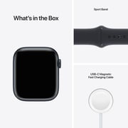 Apple Watch Series 7 GPS ، هيكل من الألومنيوم الليلي 41 ملم مع حزام رياضي منتصف الليل - عادي