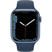 Apple Watch Series 7 GPS ، هيكل من الألومنيوم الأزرق مقاس 41 ملم مع حزام رياضي أزرق Abyss - عادي