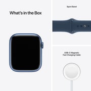 Apple Watch Series 7 GPS ، هيكل من الألومنيوم الأزرق مقاس 41 ملم مع حزام رياضي أزرق Abyss - عادي