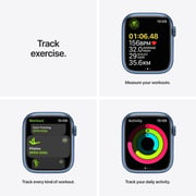 Apple Watch Series 7 GPS ، هيكل من الألومنيوم الأزرق مقاس 41 ملم مع حزام رياضي أزرق Abyss - عادي