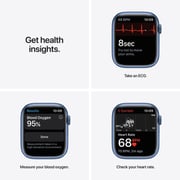 Apple Watch Series 7 GPS ، هيكل من الألومنيوم الأزرق مقاس 41 ملم مع حزام رياضي أزرق Abyss - عادي