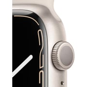 Apple Watch Series 7 GPS ، هيكل من الألومنيوم بضوء النجوم 45 ملم مع سوار رياضي Starlight - عادي