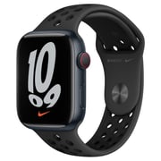 Apple Watch Nike Series 7 GPS + Cellular، 41mm Midnight Aluminium Case with Anthracite / Black Nike Sport Band - عادي