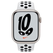 Apple Watch Nike Series 7 GPS + Cellular, 45mm Starlight Aluminium Case with Pure Platinum/Black Nike Sport Band - Middle East Version
