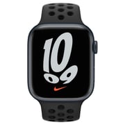 Apple Watch Nike Series 7 GPS، 45mm Midnight Aluminium Case with Anthracite / Black Nike Sport Band - عادي